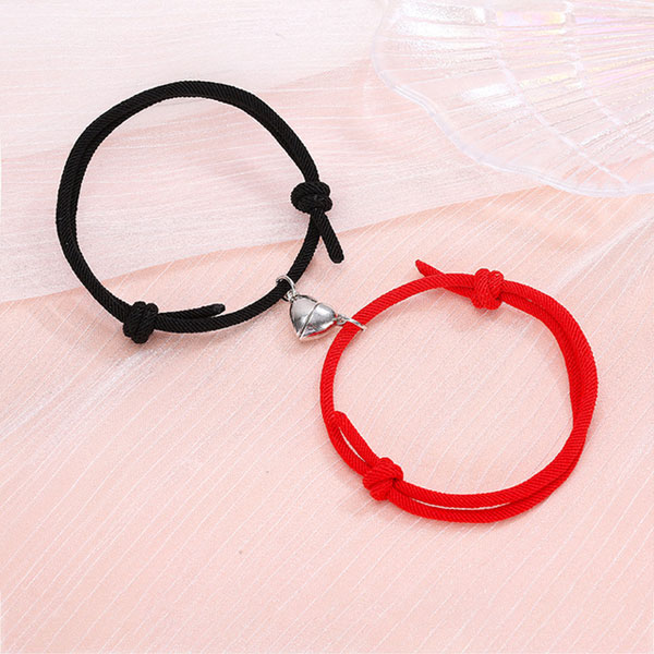 2pcs Couple Charm Magnetic Heart Bracelets For Men & Women, Lover's Jewelry Gift