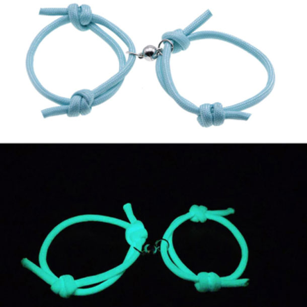 2pcs Couple Magnetic Band Glow in the Dark Bracelets For Men & Women
