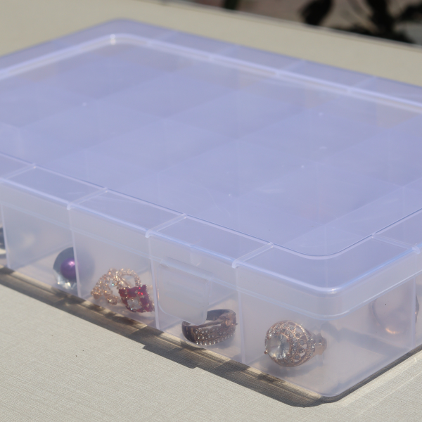 Jewelry Organizer Square Plastic Storage Box for Multipurpose Use 