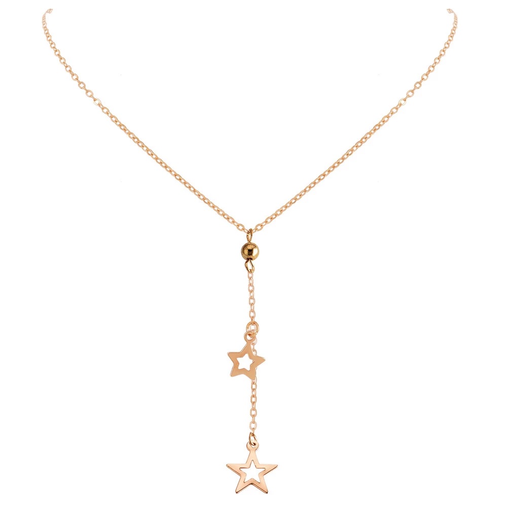 Romantic Fashion Double Charm Stars Pendant Necklace For Girls