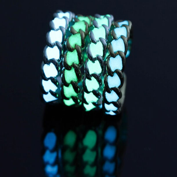 Charm Luminous Gold Color Open Cuff Ring Glow in Dark Jewelry For Girls