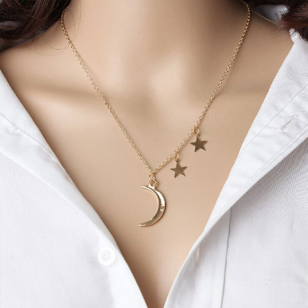 Romantic Moon Star Combination Necklace Jewelry For Girls