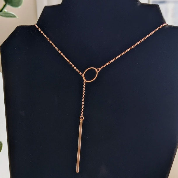 Creative Geometric Shape Long Chain Pendant Golden Necklace For Girls
