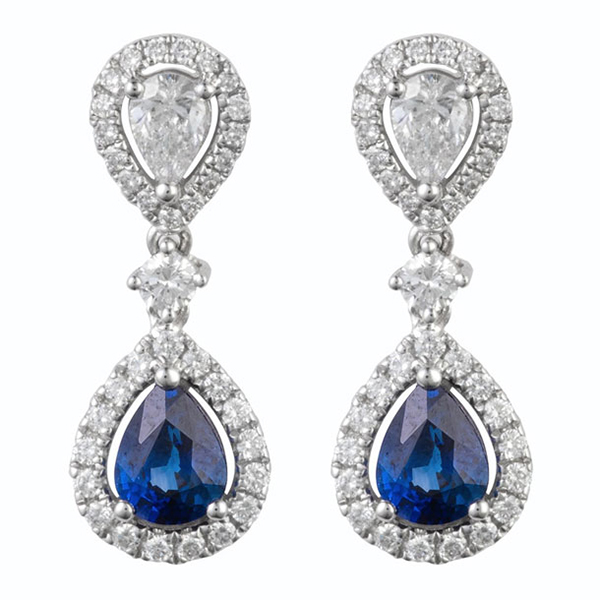 Fashion Elegant Blue Crystal Water Drop Luxury Earrings For Women & Girls