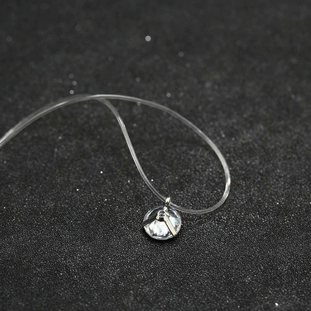 Transparent Fishing Line Shiny Crystal Aqua Pendant Necklace For Girls