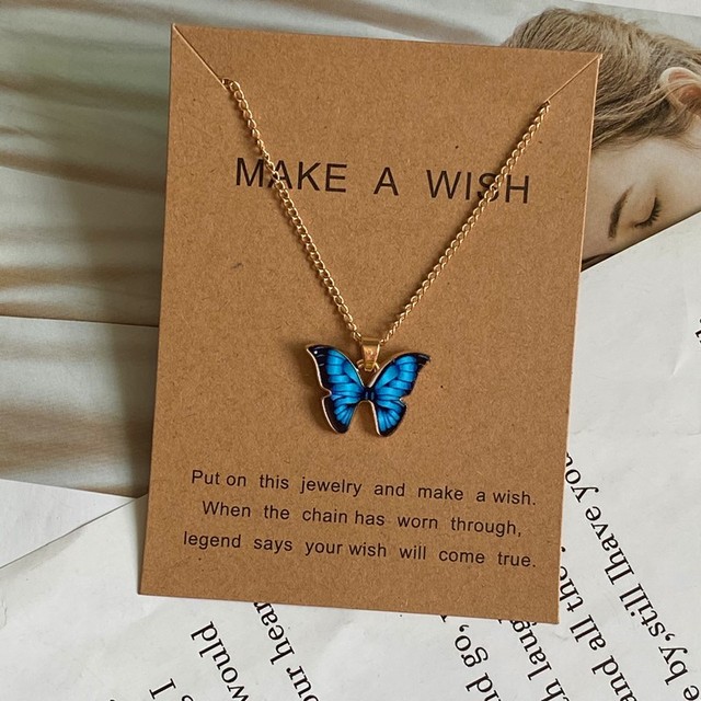 Beautiful Style Blue Butterfly Pendant For Women, Girl's Neck Jewelry