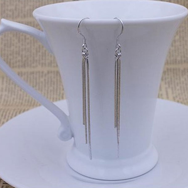 Elegant Silver Crystal Long Tassel Earrings Stylish Jewelry for Girls and Women
