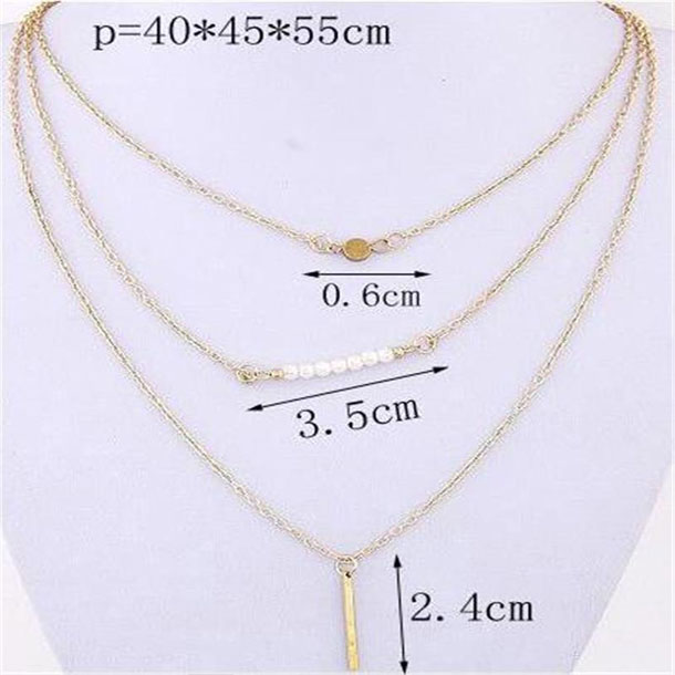 3 Layer Beautiful Triangle Pendant Necklace For Women's Fashion