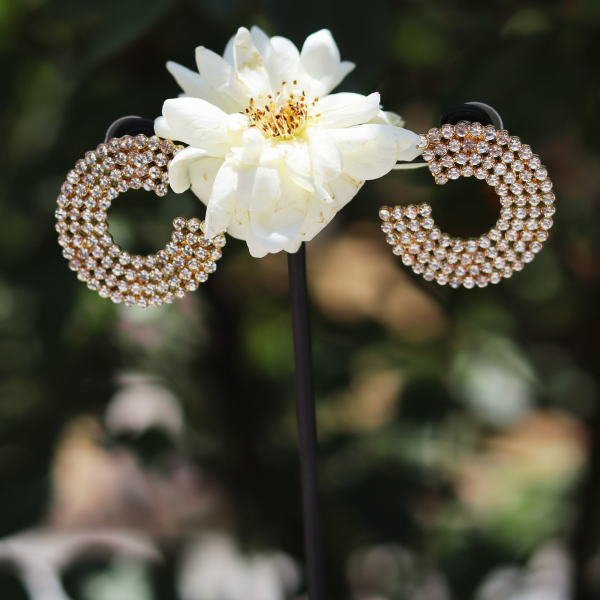 Beautiful C-Shaped Round Crystal Earrings - Stunning Jewelry for Girls & Women