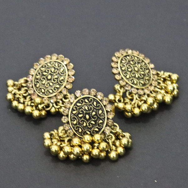 New Traditional Round Golden Earrings and Ring For Women's Beauty