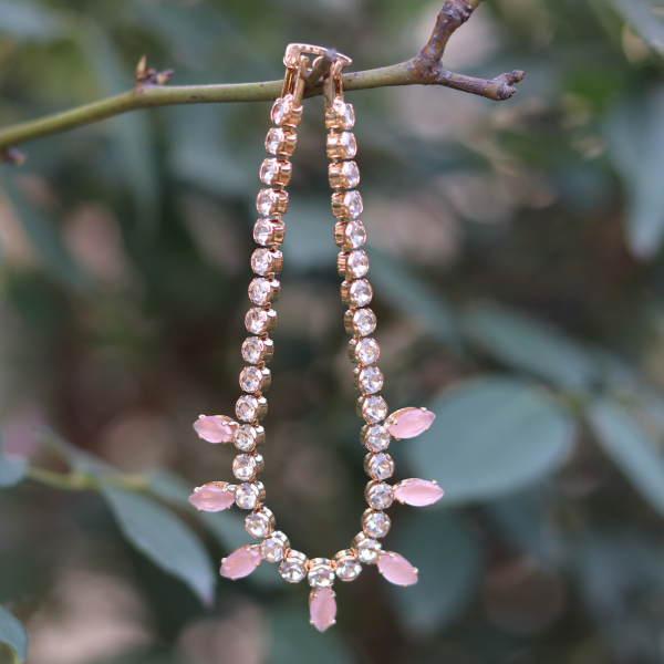 Trendy Pink Crystal Bracelet For Women & Girl's Beauty