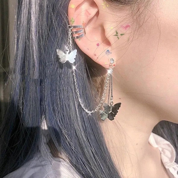 1 Pcs Silver Butterfly Ear Clip For Women's Wedding Party Gift Jewelry