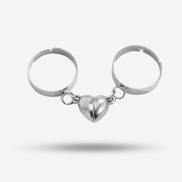 2Pcs Adjustable Magnetic Heart-Shaped Paired Rings For Lovers & Couples