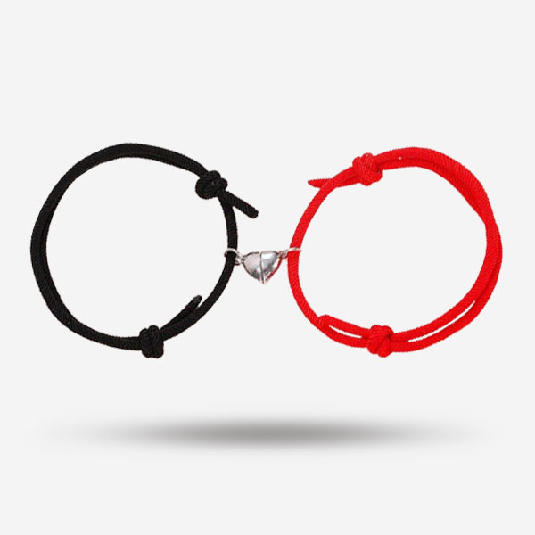 2pcs Couple Charm Magnetic Heart Bracelets For Men & Women, Lover's Jewelry Gift