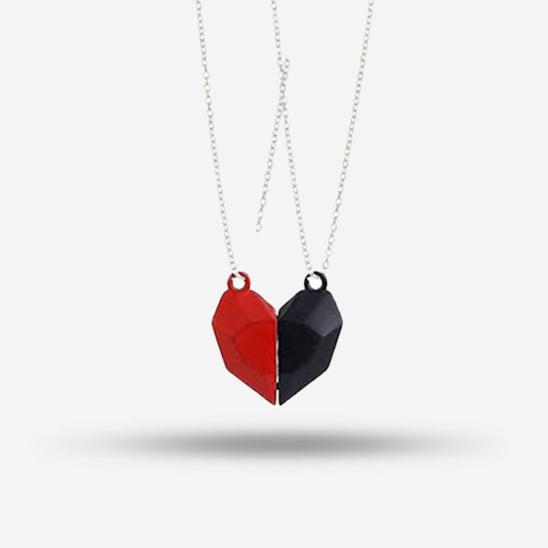 2Pcs Magnetic Couple Necklace - Matching Heart Pendant Jewelry Gifts For Boys and Girls
