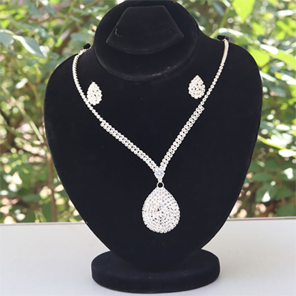 Elegant 3-Piece Artificial Crystal Necklace & Earrings Set - Perfect Wedding Gift Jewelry for Women