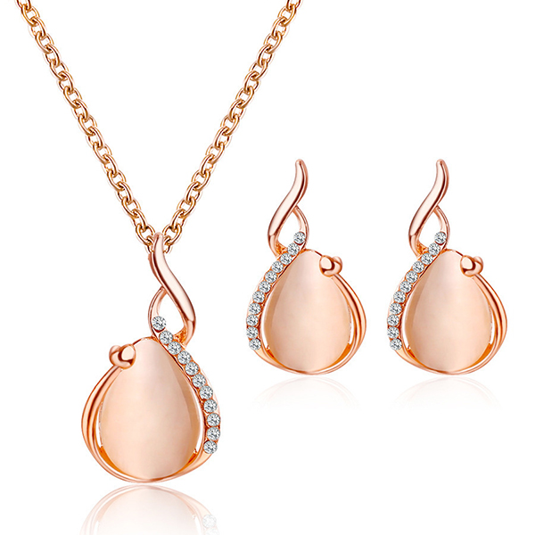 Elegant 3-Piece Waterdrop Jewelry Set for Women - Necklace and Hook Earrings Gift For Girls & Women