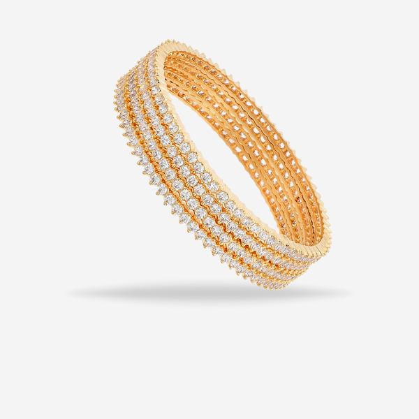 4Pcs Elegant White Crystals Zirconia Gold Bangles For Girls & Women