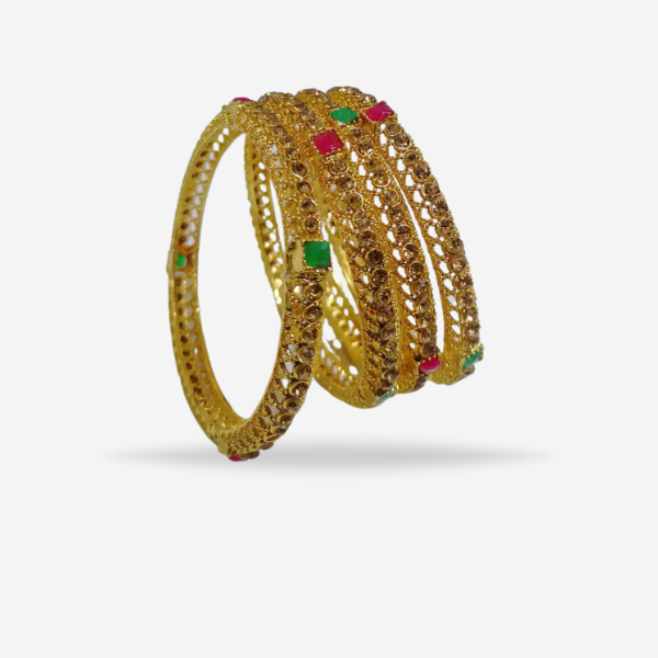 4pcs Wrist-Worthy Elegant Golden Crystal Bangles For Women & Girls