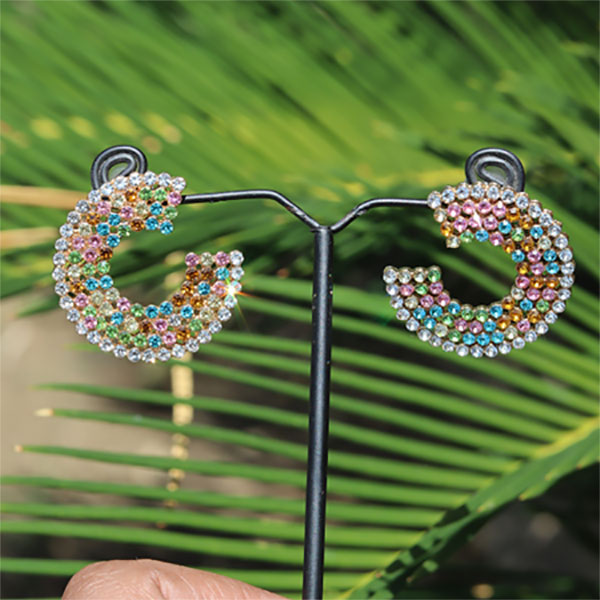 Beautiful C-Shaped Round Crystal Earrings - Stunning Jewelry for Girls & Women