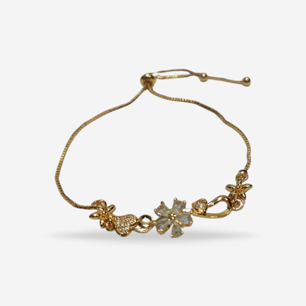 Beautiful Flower-Shaped Golden Bracelet For Girls & Women