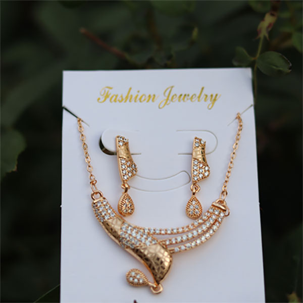 Beautiful Golden Pendant & Earrings Set For Girls & Women