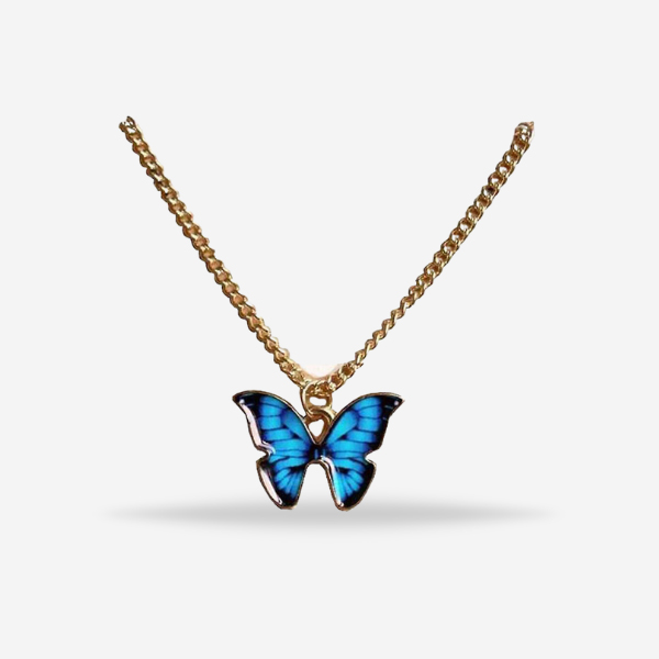 Beautiful Style Blue Butterfly Pendant For Women, Girl's Neck Jewelry