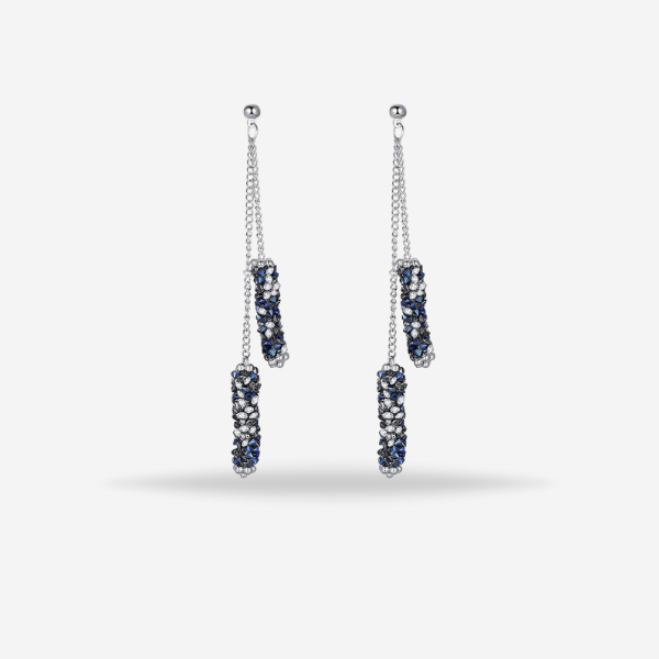 Blue Creative Rhinestone Long Geometric Earrings Unique and Stylish Jewelry for Girls