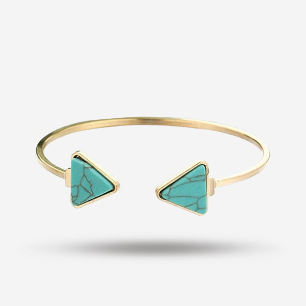 Adjustable Open Cuff Bracelet with Blue Triangle Beads Stylish and Versatile Jewelry for Women
