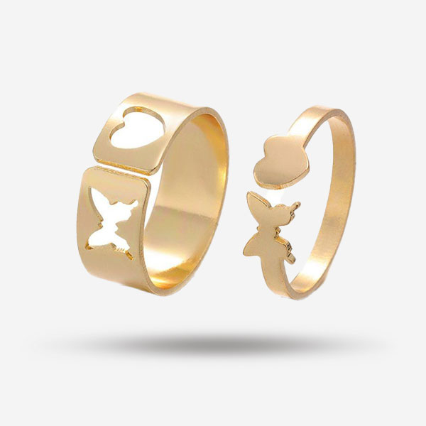 Butterfly Adjustable Open Matching Rings Set For Both Girls And Boys Symbol of Connection and Unity for Women & Men