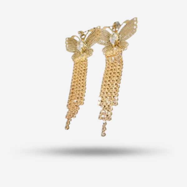 Butterfly Wing Shape Golden Twin Earrings Stunning Accessories for Women and Girls Evoking Grace and Beauty