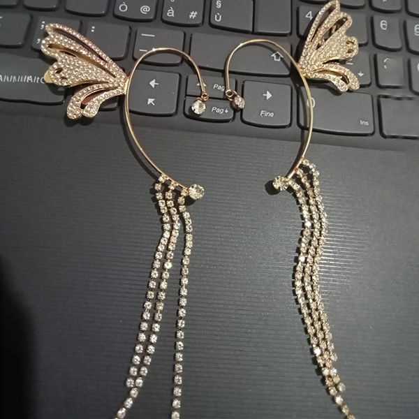 Butterfly Wing Shape Pair Earring For Women Girls No Piercing Zircon Butterfly  Cuff Wrap Earrings For Women Dripping Gold Earrings