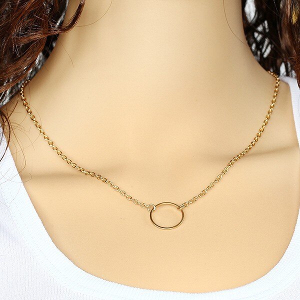 Casual Personality Round Circle Charm Pendant Necklace For Women Jewelry