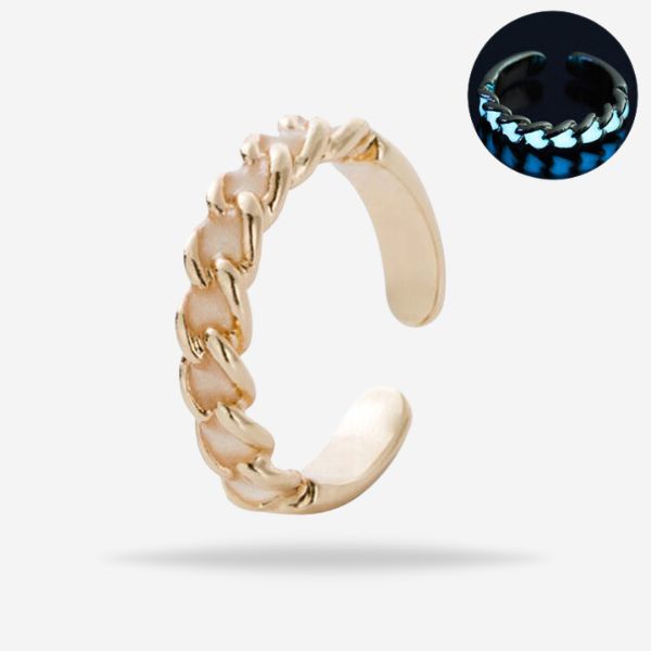 Charm Luminous Gold Color Open Cuff Ring Glow in Dark Jewelry For Girls