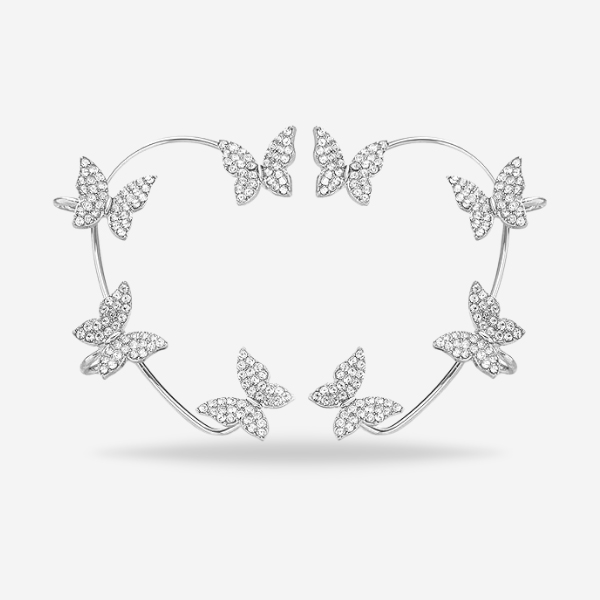  Butterfly Sparkling Silver Ear Clip Without Piercing For Women Fashion Jewelry