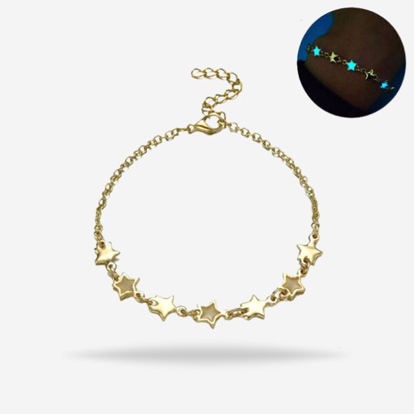 Adding a Touch of Magic and Mystery With Luminous Linking Stars Golden Bracelet Glowing in the Dark Jewelry for Women & Girls