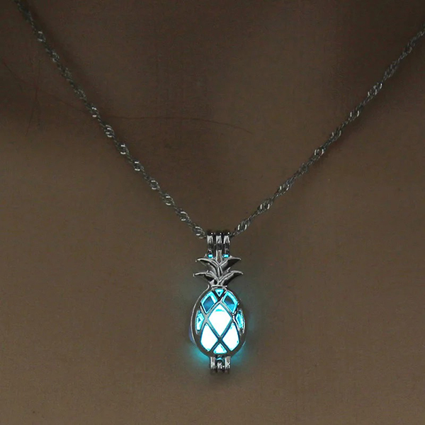 Hollow Luminous Fruits Cages Pineapple Glow In The Dark Necklace For Women & Girls Jewelry