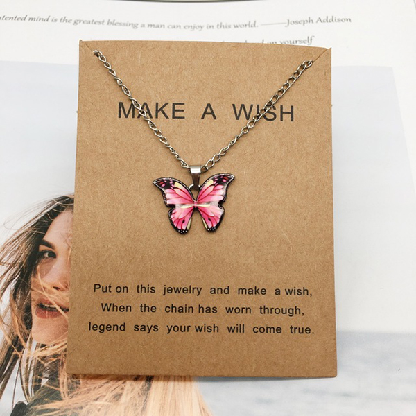 Women New Style Butterfly Pendant Necklace Gift For Girls Cute Lovely - Neck Jewelry