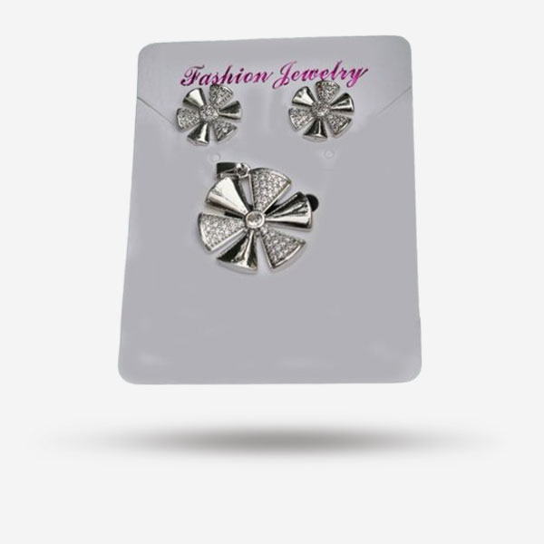 Flower-Shaped Stunning Silver Locket & Earrings Set For Women