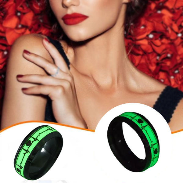 Glow In Dark Black Finger Rings For Couples Luminous Love Ring Jewelry- Size 7 