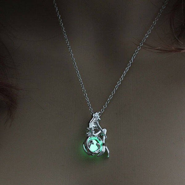 Luminous Mermaid Glow In The Dark Green Pendant Necklaces For Men & Women