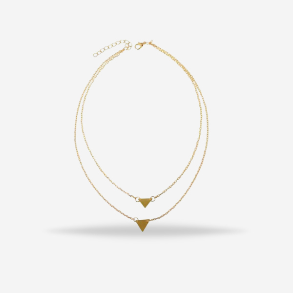 Gold Double Triangle Geometric Design Clavicle Pendant Necklace For Girls