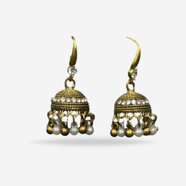 Shop Top Quality Antique Golden Crystal Round Jhumki Earrings - Stunning Addition to Women's Fashion