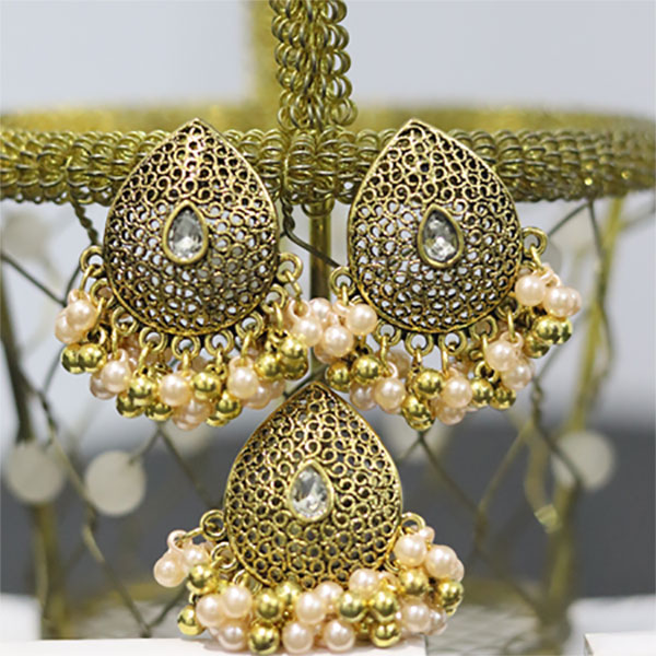 Golden Majestic Matching Ring & Earrings For Girls & Women's Fashion