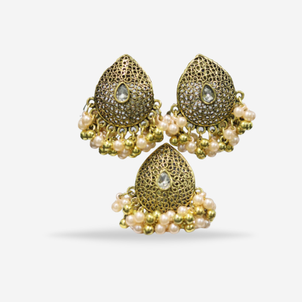 Golden Majestic Matching Ring & Earrings For Girls & Women's Fashion