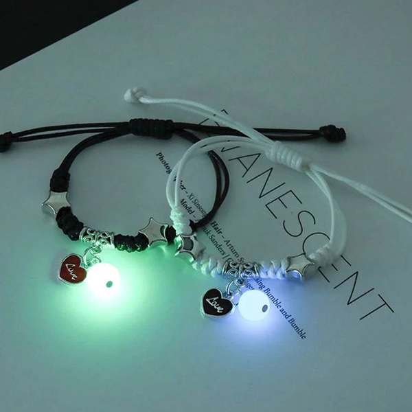 Handmade Adjustable Luminous Heart Star Bracelet For Couples