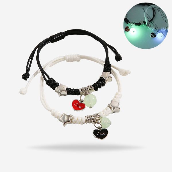 Handmade Adjustable Luminous Heart Star Bracelet For Couples