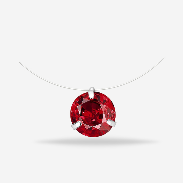 Shiny Maroon Crystal Pendant Invisible Chain For Girls & Women