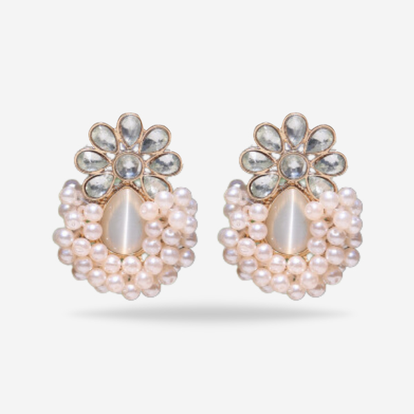 High-Quality Premium Crystal Pearl Earrings For Girl's Beauty 