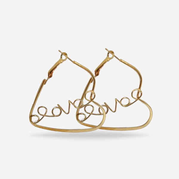 Love Heart Shaped Golden Earrings For Girls & Women's Beauty